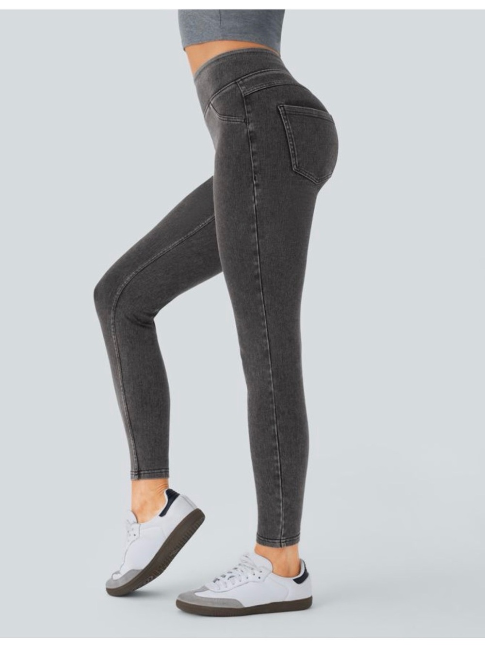 NWT Halara Flex Denim High Waisted leggings Hemp Black M full length 28”